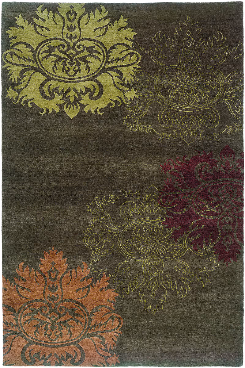 Tibet Rug Company Lotus Multi-Colored Hand Knotted Tibetan Wool Rug