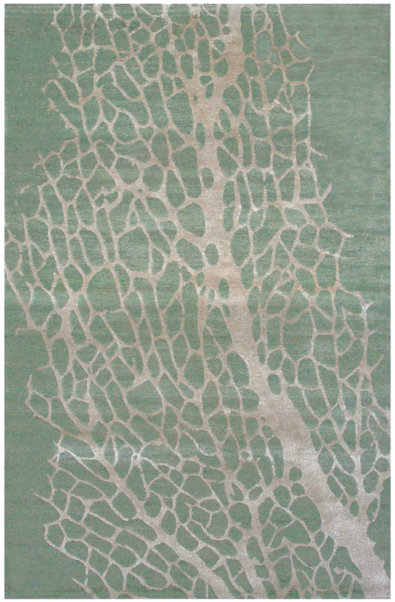 Tibet Rug Company Sea Fan Blue Hand Knotted Tibetan Wool Rug