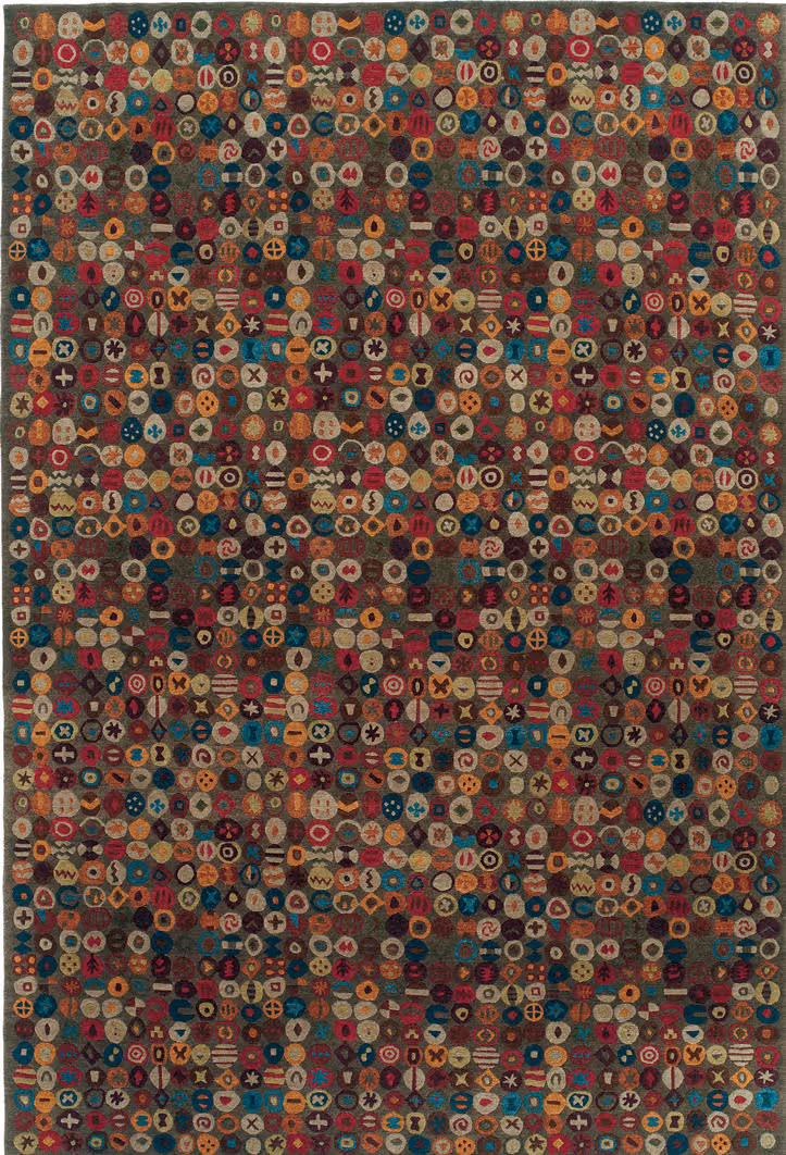 Tibet Rug Company Bottlecaps Putty Green Hand Knotted Tibetan Wool Rug