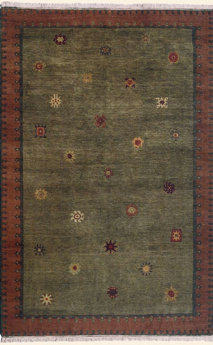 Tibet Rug Company Solmoss Green Hand Knotted Tibetan Wool Rug
