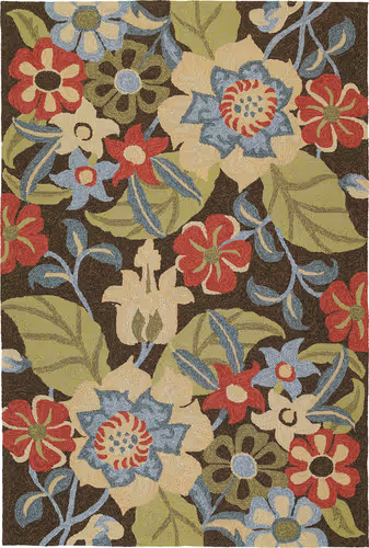 Modern Loom Habitat Chocolate Outdoor Floral Contemporary Rug Product Image
