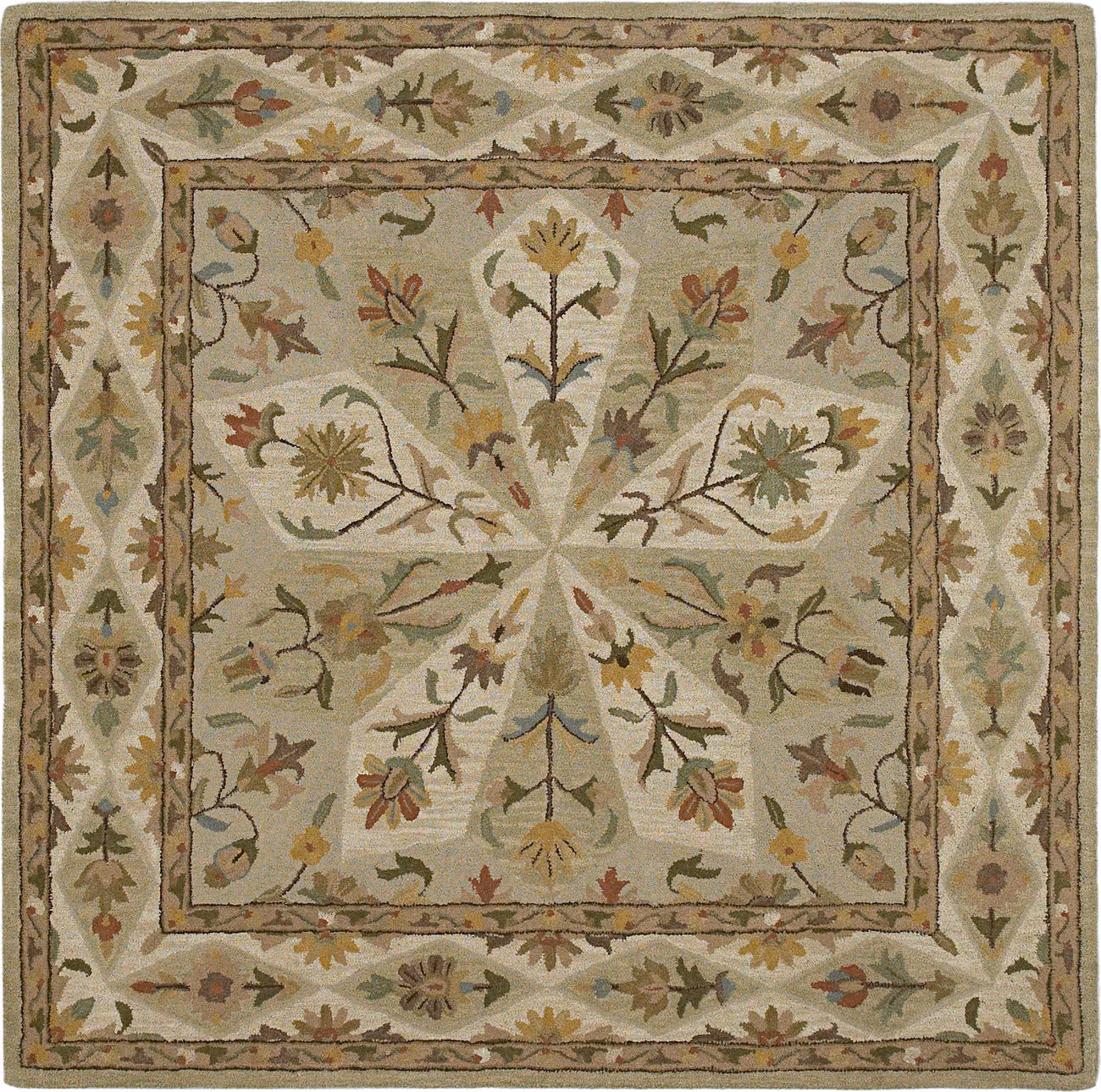 Modern Loom Tara Square Hand Tufted Beige Traditional Rug