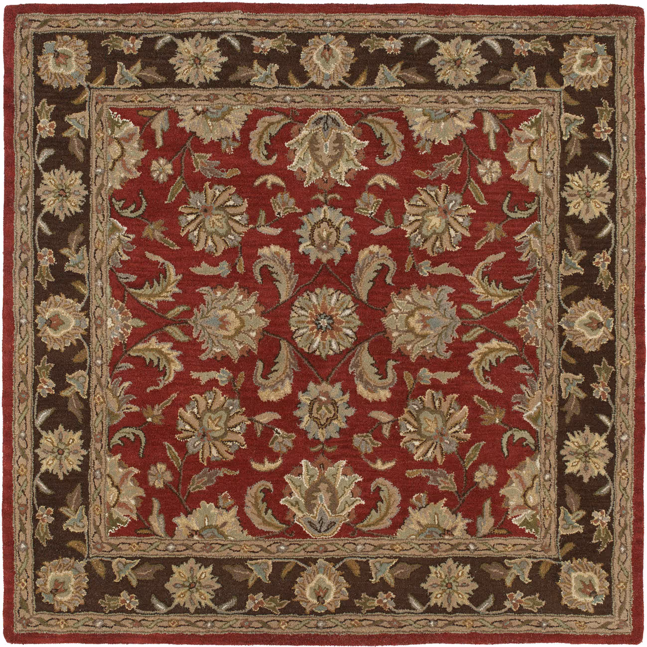 Modern Loom Tara Square Raspberry Traditional Rug
