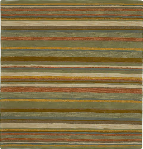Modern Loom Tara Square Olive Green Striped Modern Rug Product Image