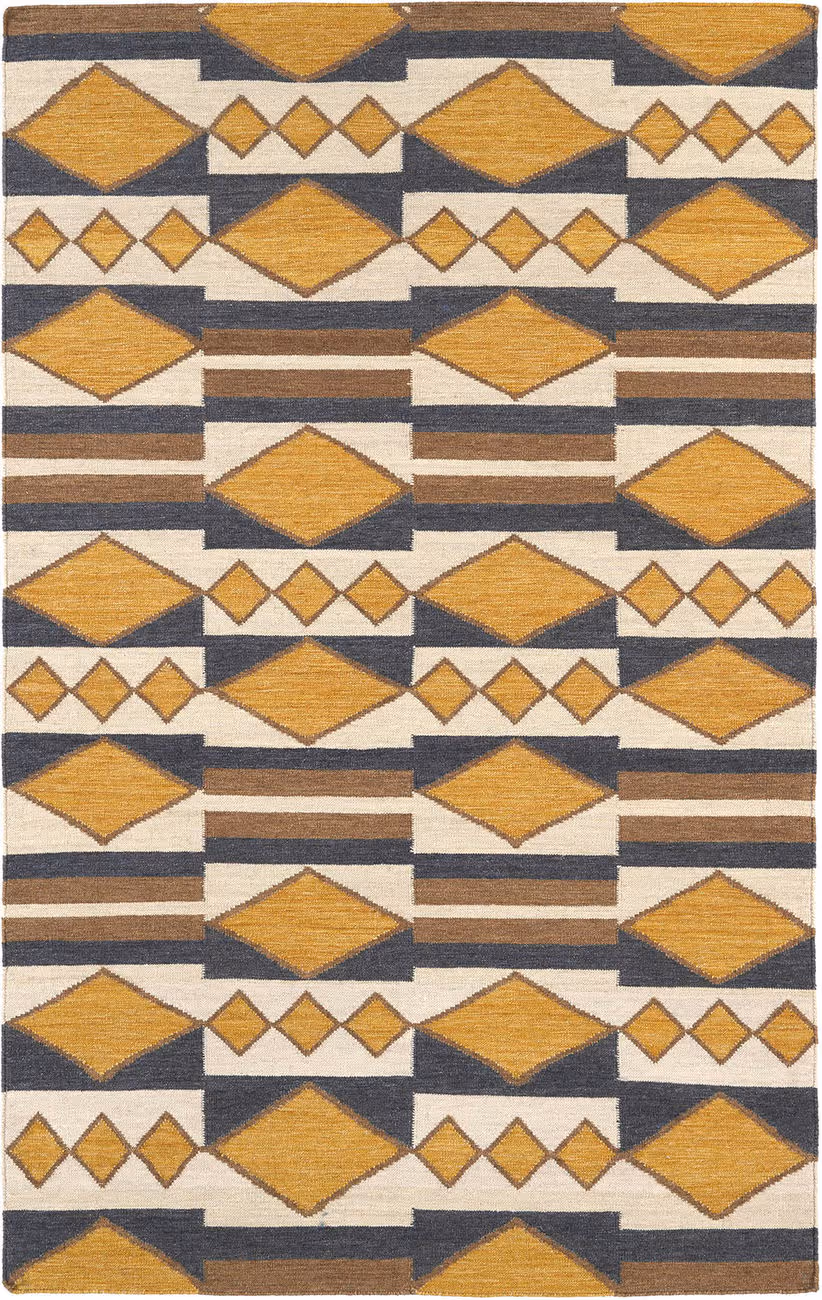 Modern Loom Nomad Flatweave Mustard Patterned Modern Rug