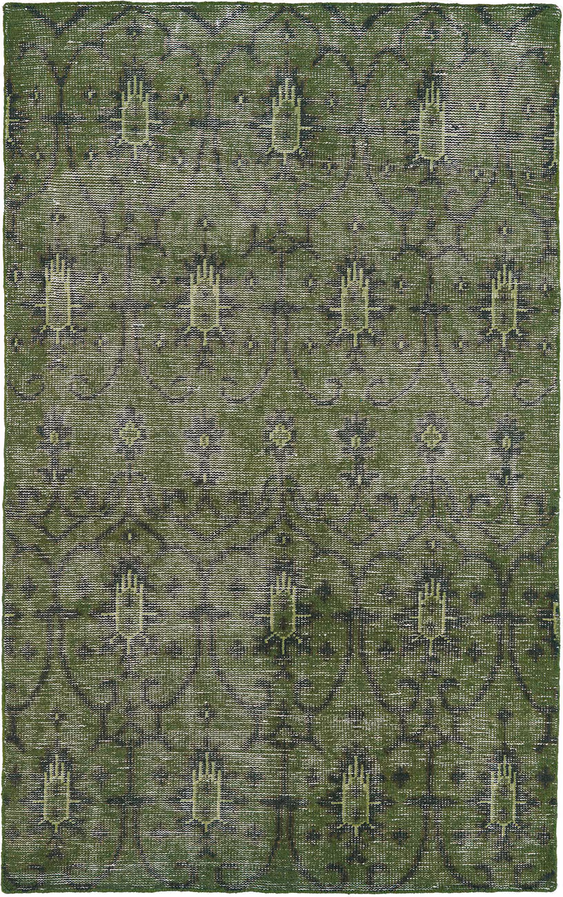 Modern Loom Restoration Hand Knotted Green Transitional Rug