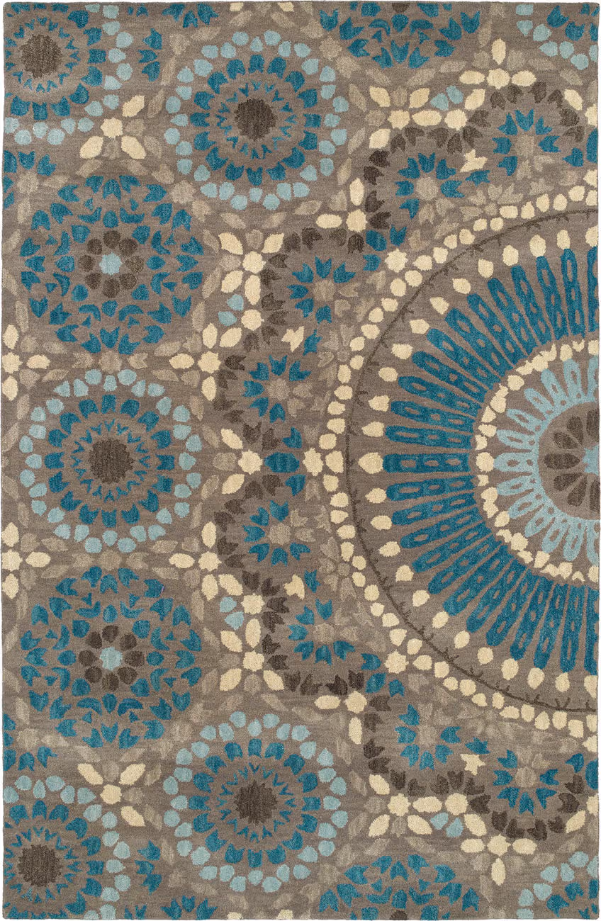 Modern Loom Rosaic Hand Tufted Teal Patterned Modern Rug