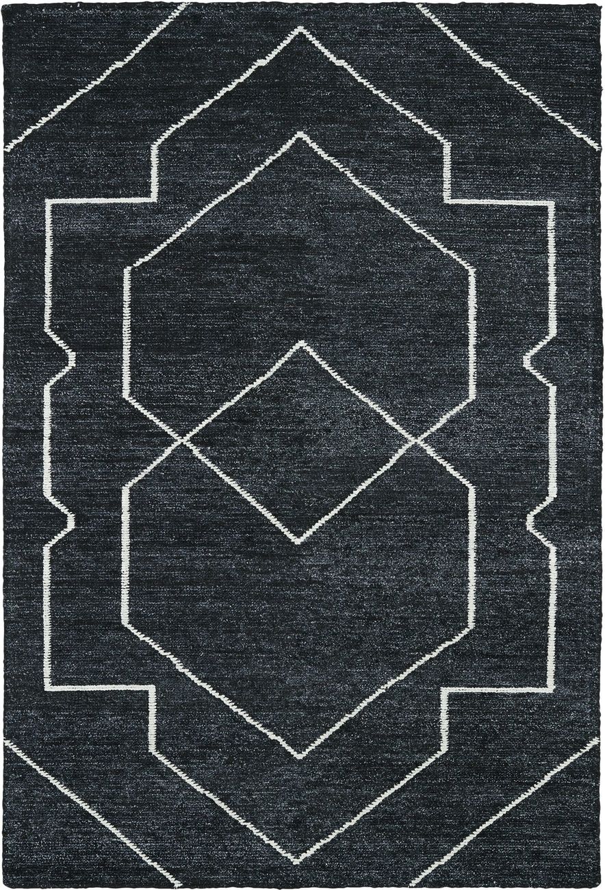 Modern Loom Solitaire Charcoal Patterned Modern Rug