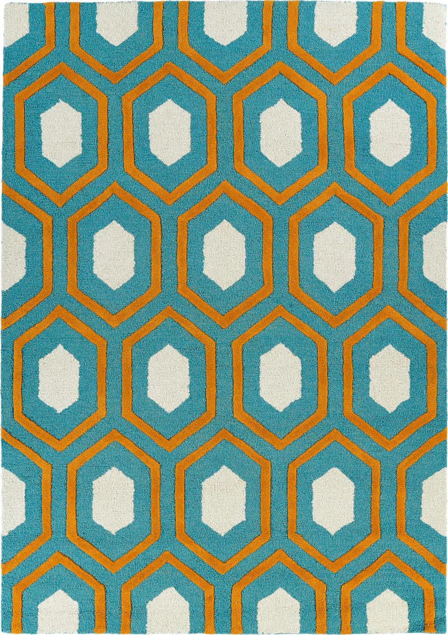 Modern Loom Spaces Hand Tufted Teal Patterned Modern Rug