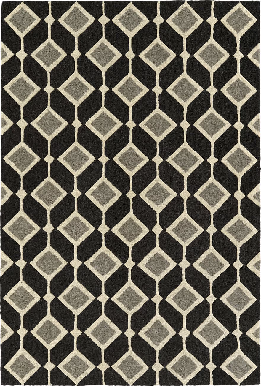 Modern Loom Spaces Hand Tufted Black Patterned Modern Rug