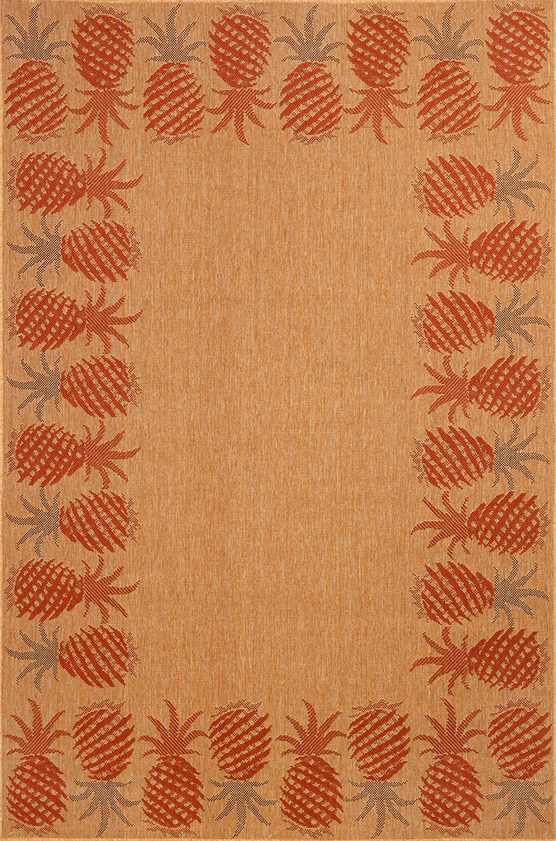 Siesta Pineapple Border Red 485324 Rug from the Botanical Rugs