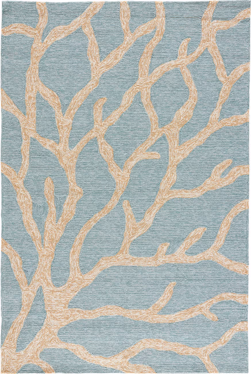 Jaipur Rugs Coastal Lagoon Coral Teal Floral Outdoor Rug