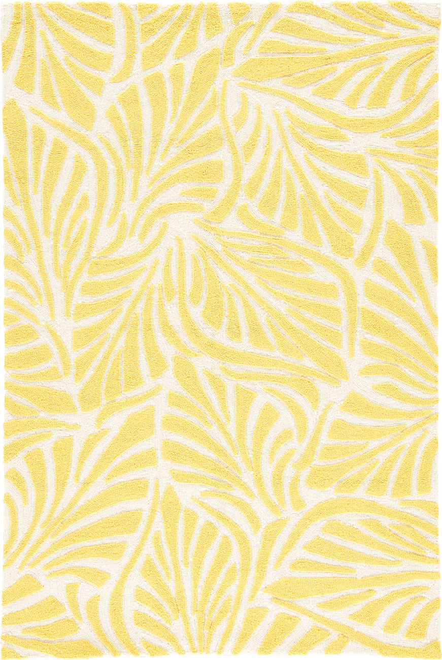 Jaipur Rugs Coastal Lagoon Palm Breezy Yellow Outdoor Floral Rug from
