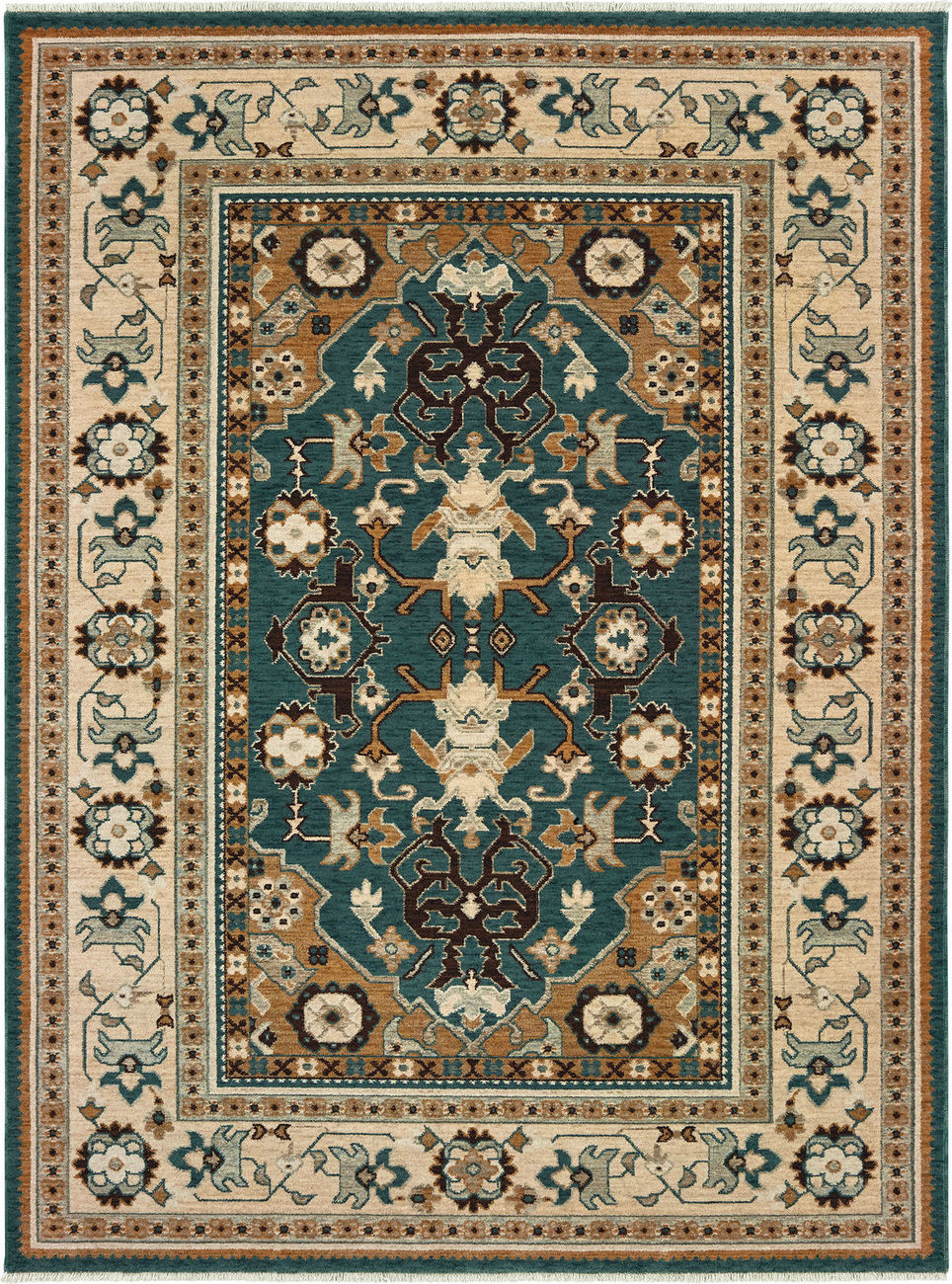 Modern Loom Anatolia 7310_5502L Teal Traditional Rug from the Outdoor
