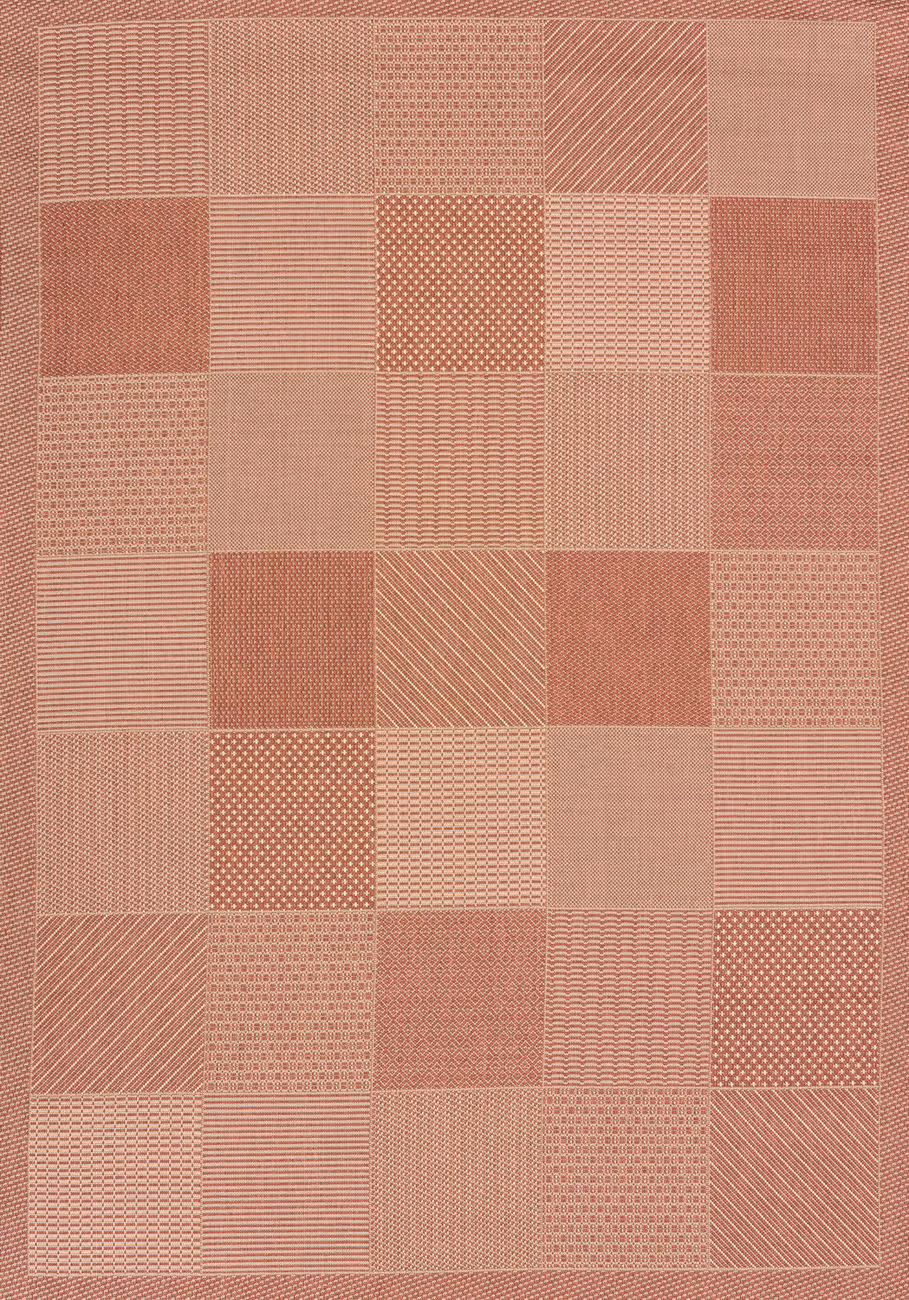 Modern Loom Patio Block 7410_101_40129 Terracotta Patterened Outdoor Rug