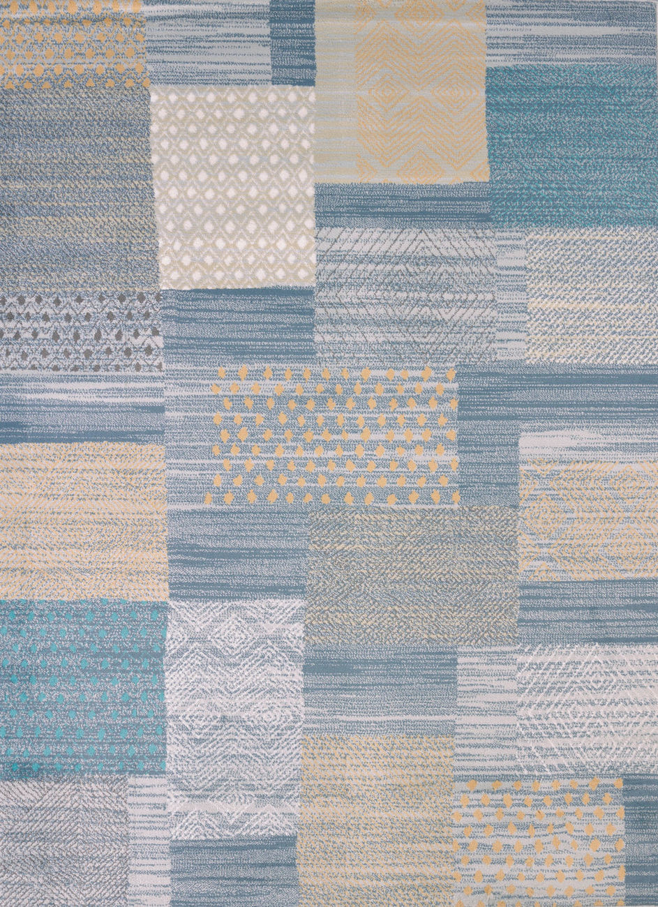 Modern Loom Applique 7410_595_40860 Blue Abstract Rug from the Modern