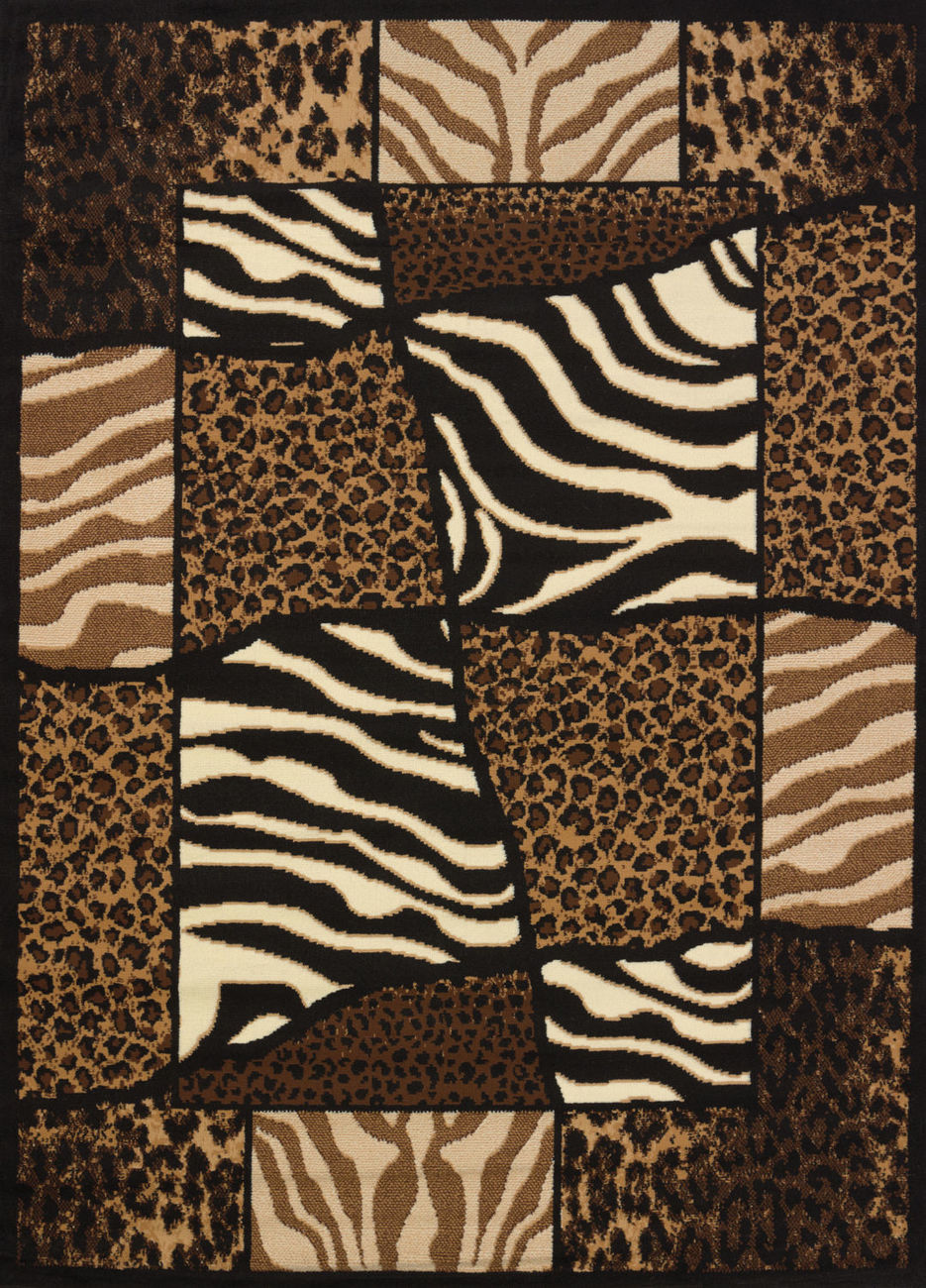 Modern Loom African Montage, Tiger Print Rug