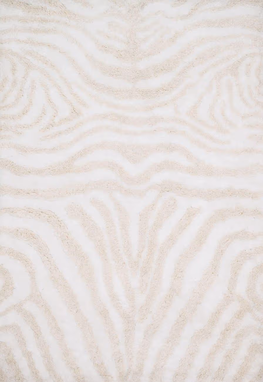 Loloi Kiara Shag KR-01 Ivory / Cream Animal Print Shag Rug