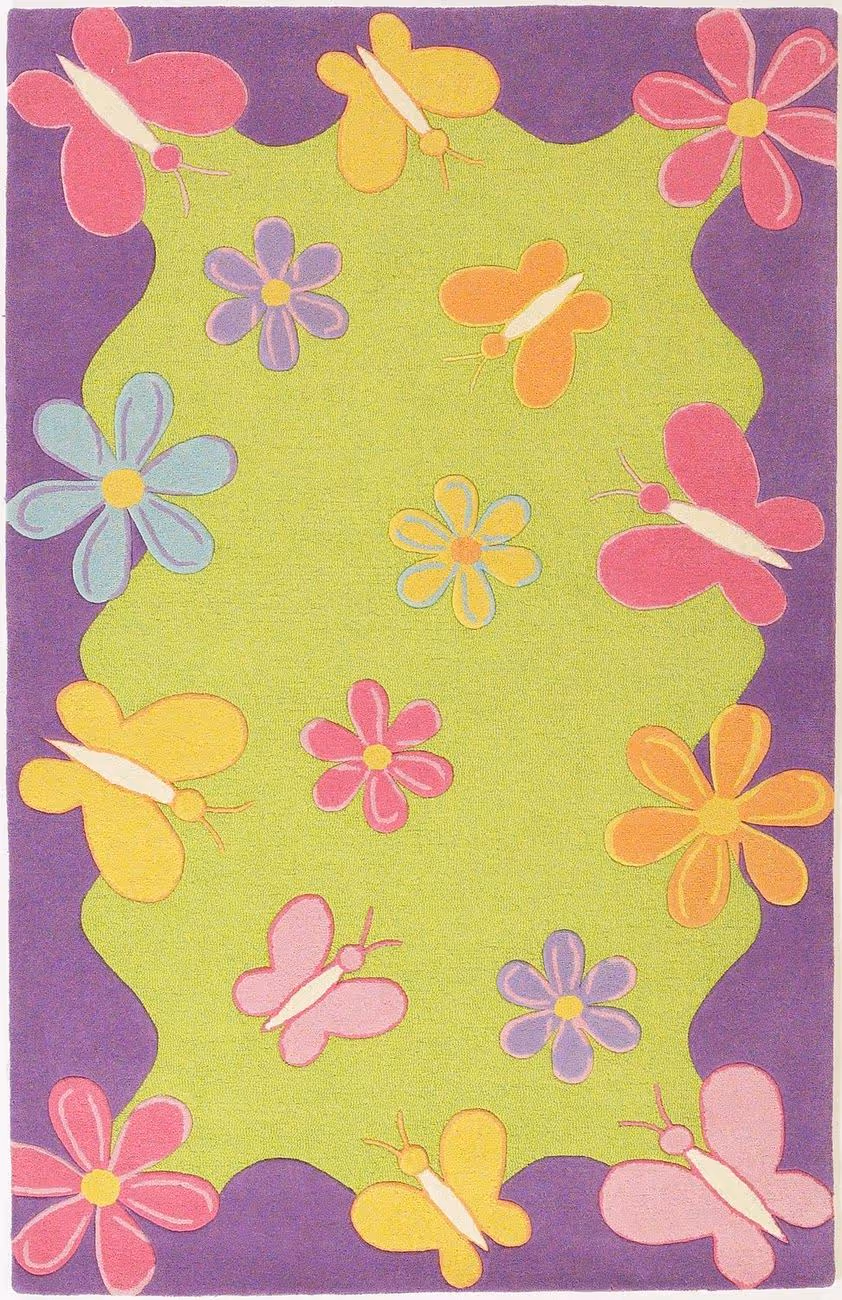 Kas Rugs Kidding Around 421 Lime Green/Purple Abstract Rug