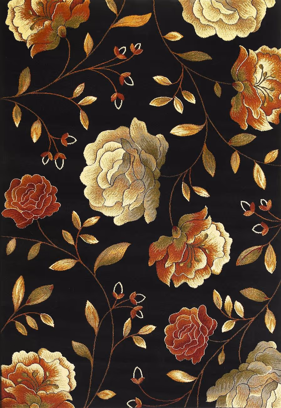 Kas Rugs Lifestyles 5472 Black Floral Rug