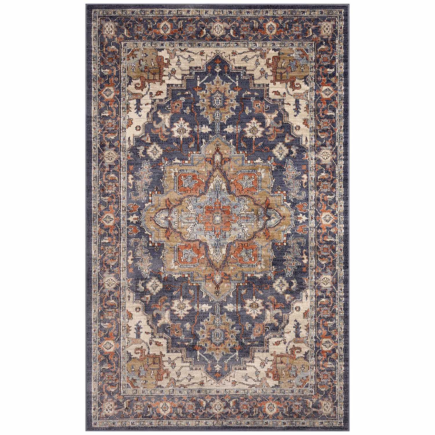 Liora Manne Ariana Low Profile  Indoor  Woven Durable Rug- Heriz Navy  Product Image