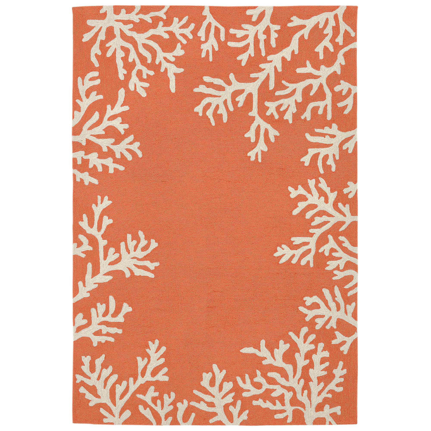Liora Manne Capri Indoor/Outdoor Durable Hand-Tufted  UV Stabilized Rug- Coral Border Coral  Product Image