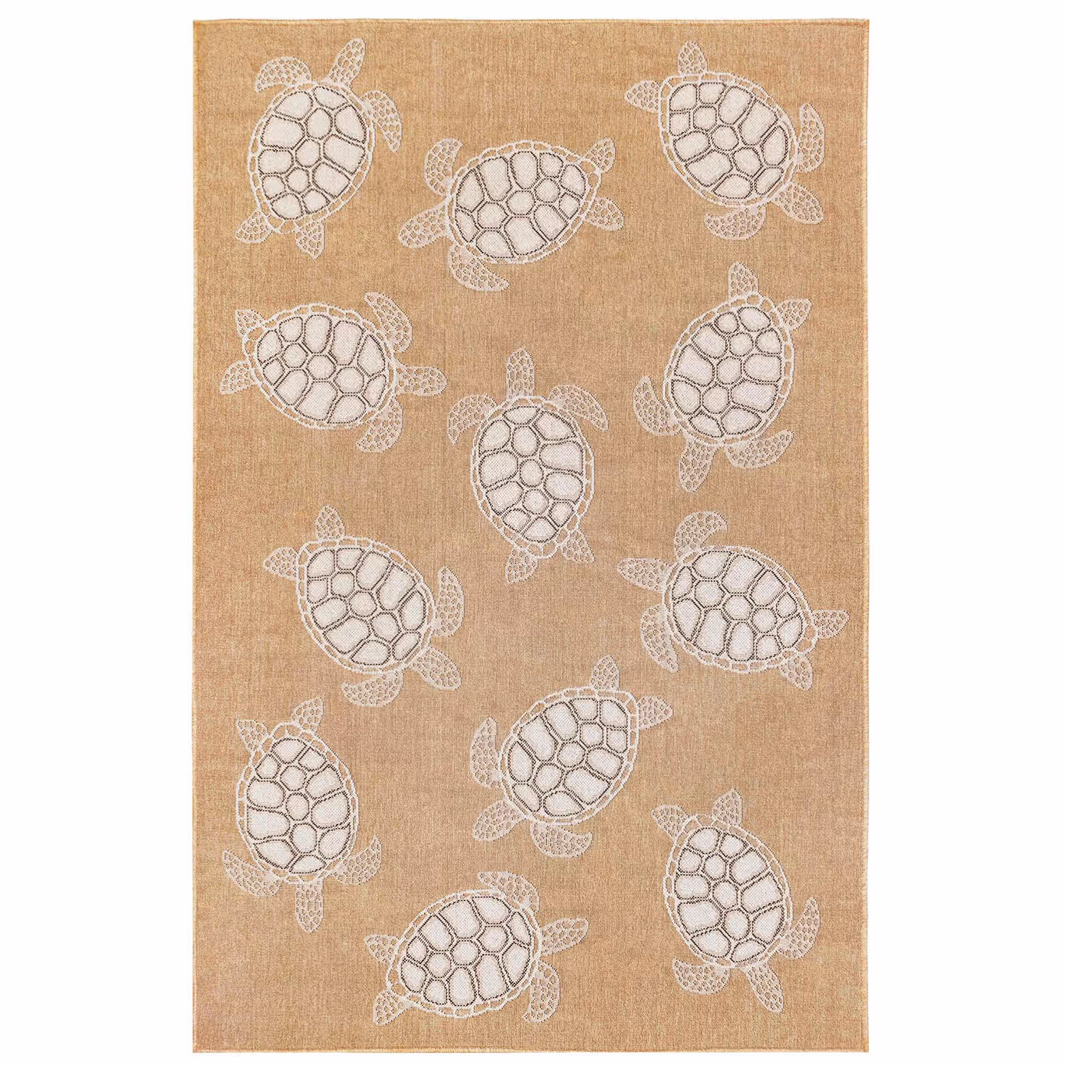 Liora Manne Carmel Low Profile  Easy Care Indoor/Outdoor Woven Rug- Seaturtles Sand  Product Image