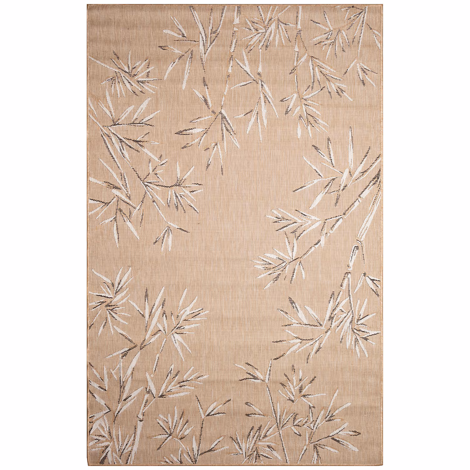 Liora Manne Carmel Low Profile  Easy Care Indoor/Outdoor Woven Rug- Bamboo Border Sand  Product Image