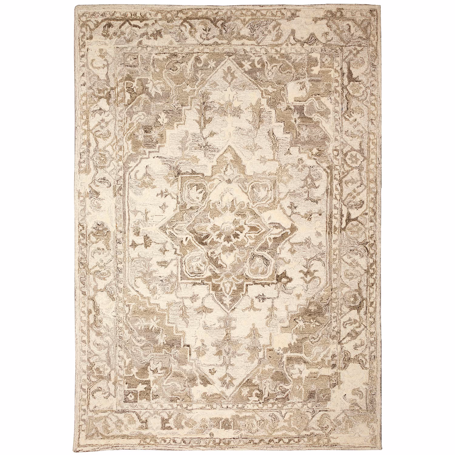 Liora Manne Hana Plush Wool Rectangular Indoor Rug-Oriental, Heriz Natural