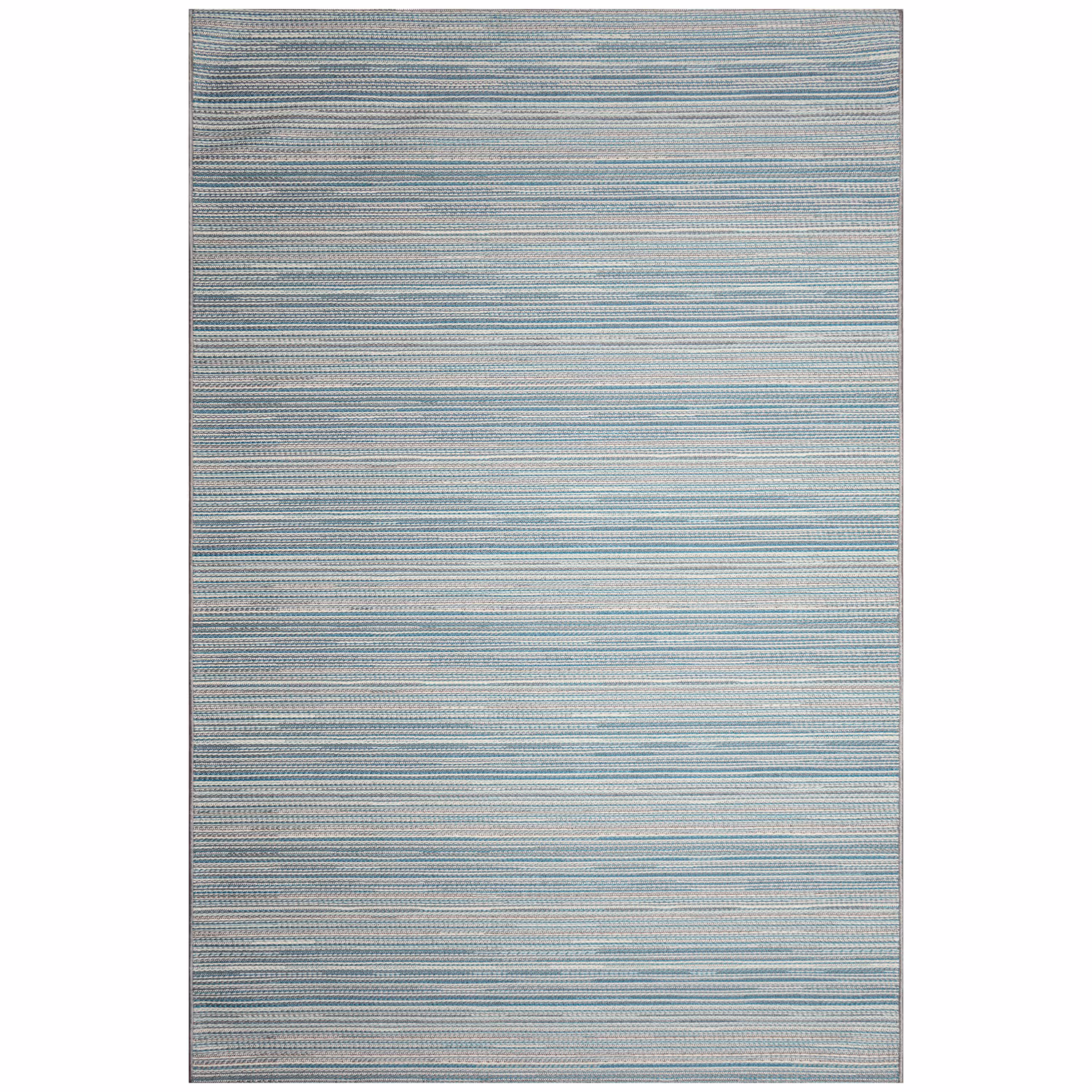 Liora Manne Miranda Machine Washable Non-Slip Woven Indoor/Outdoor Rug- Tweed Stripe Aqua  Product Image
