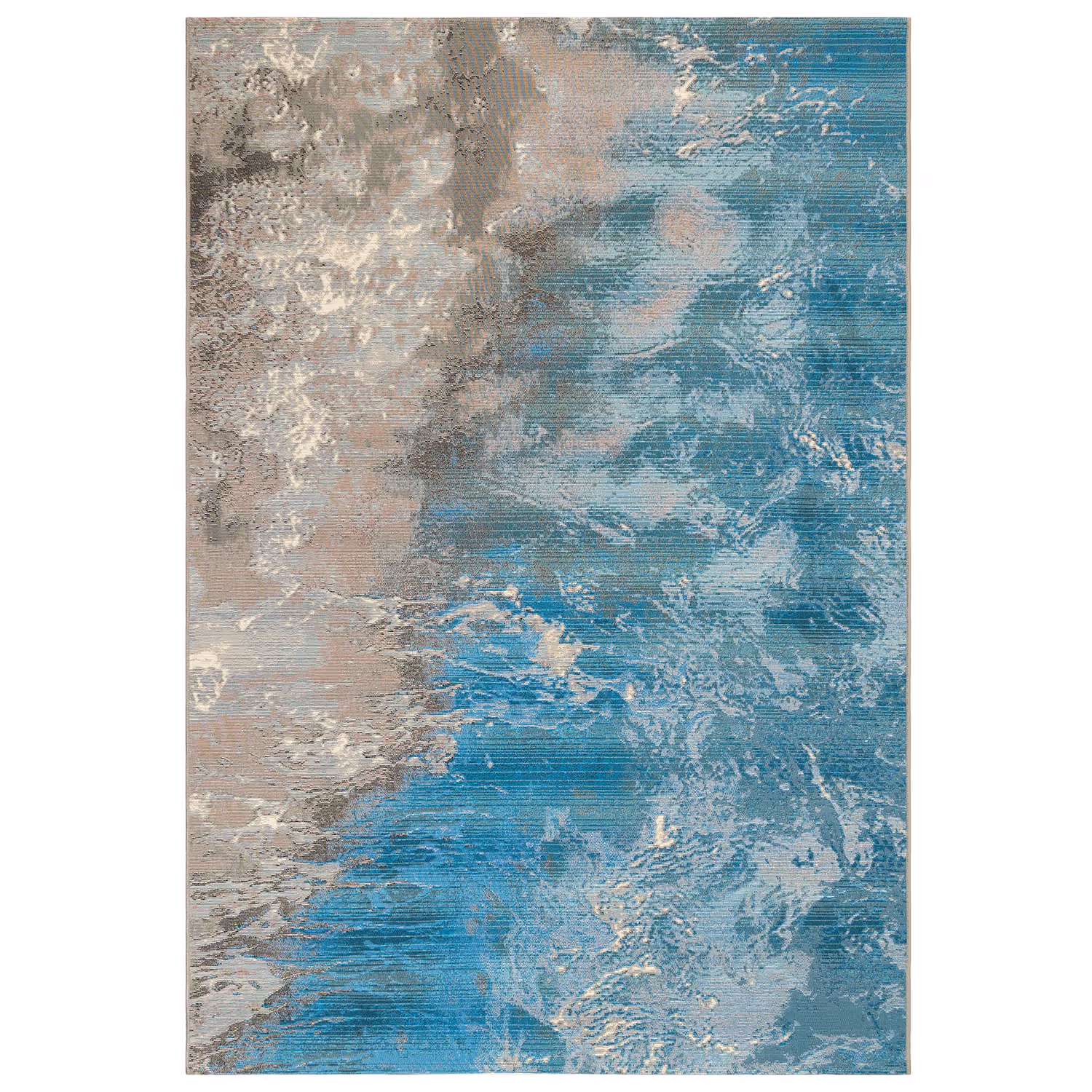Liora Manne Marina Low Profile Durable Indoor/Outdoor Woven Rug- Surf Ocean