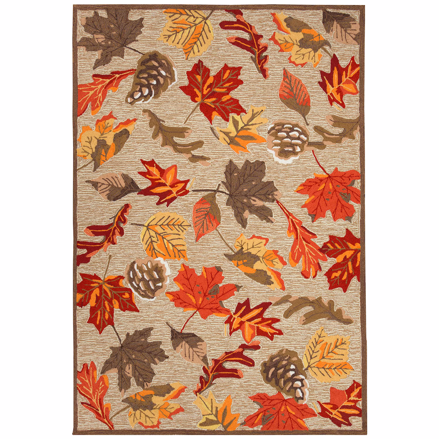 Liora Manne Ravella Indoor/Outdoor Durable Hand-Tufted UV Stabilized Rug- Falling Leaves Natural