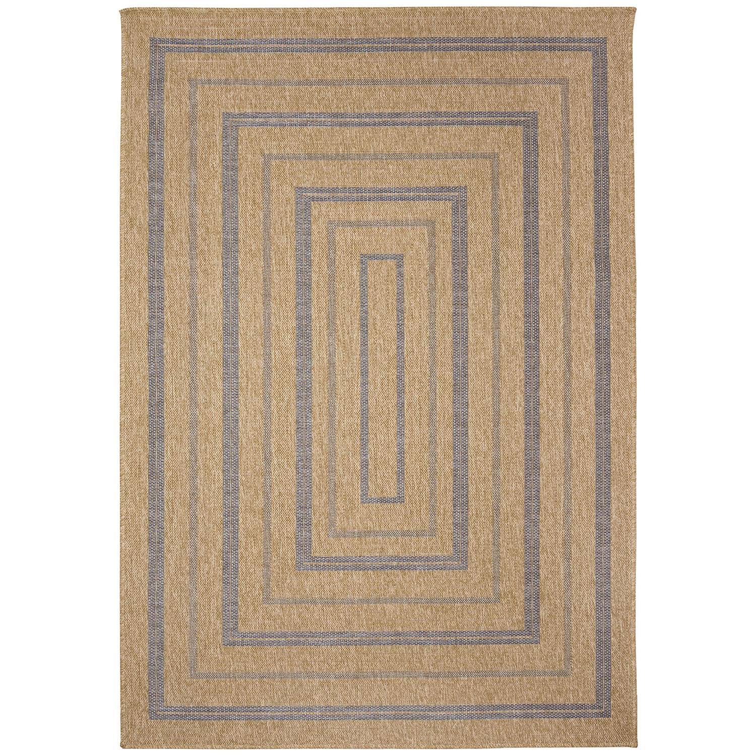 Liora Manne Sahara Low Profile  Easy Care Woven Weather Resistant Rug- Multi Border Navy  Product Image