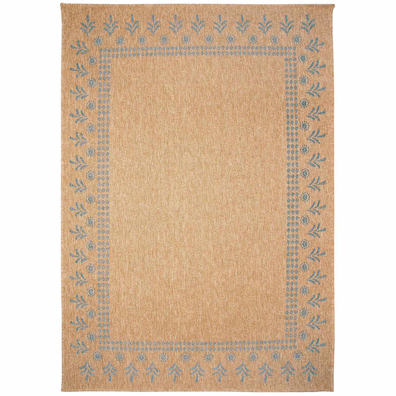 Liora Manne Sahara Low Profile Easy Care Woven Weather Resistant Rug- Block Print Border Aruba