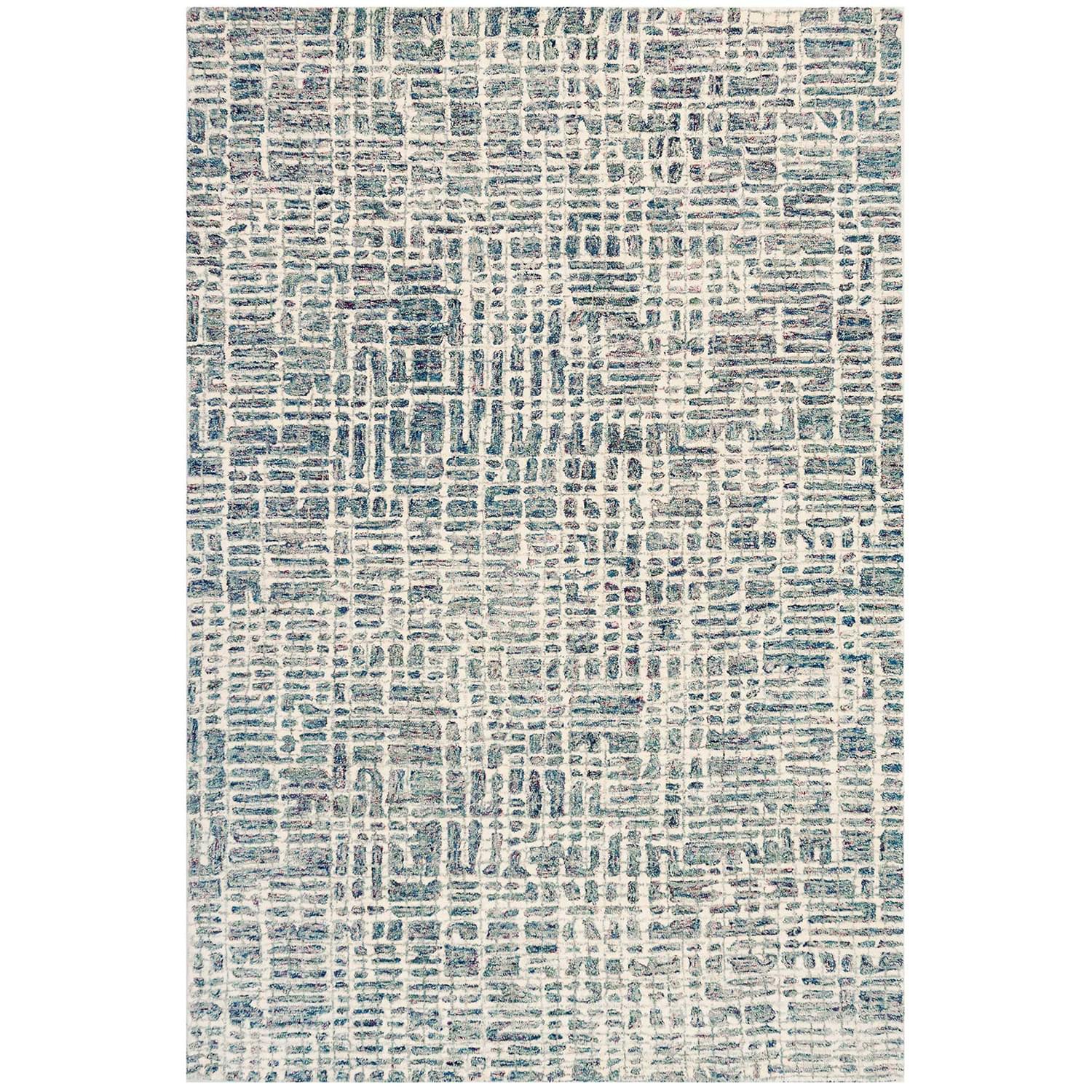Liora Manne Savannah Plush Wool  Rectangular Indoor Rug-Abstract, Grid Ocean  Product Image