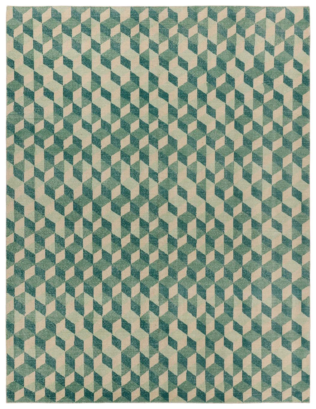 Verde Home by Jaipur Living Matrix Hand-Knotted Geometric Green/ Cream Area Rug  Product Image