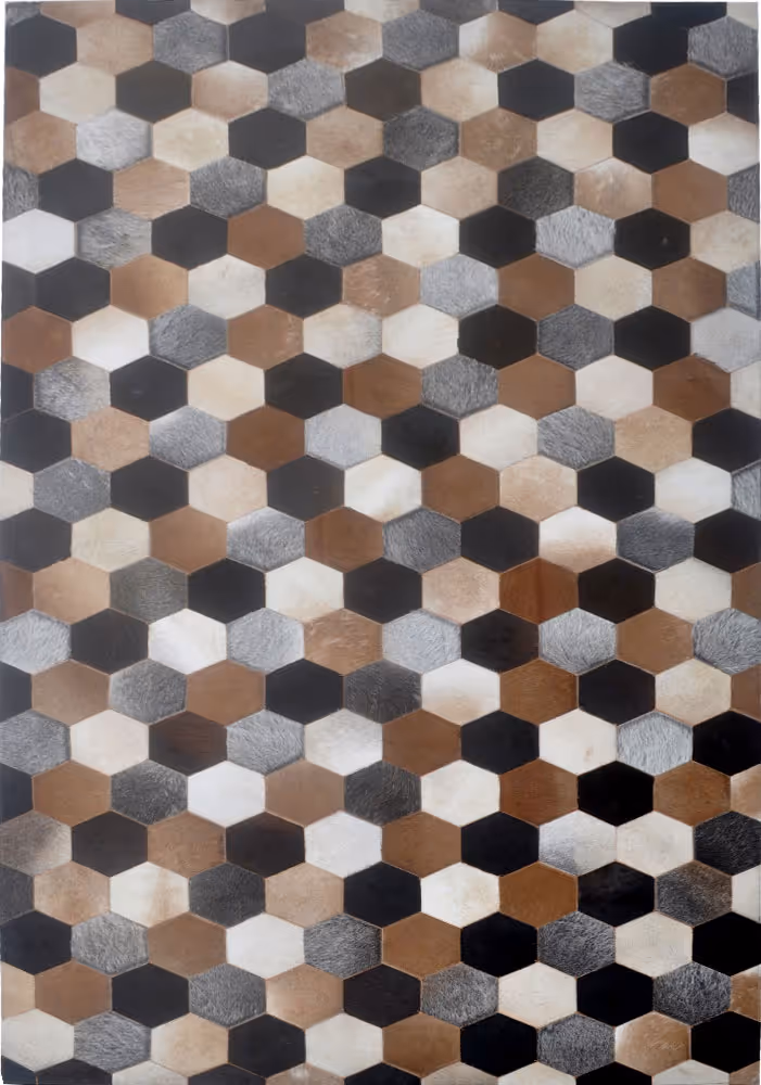 Modern Loom Multi-Colored Patterned Leather Rug 8