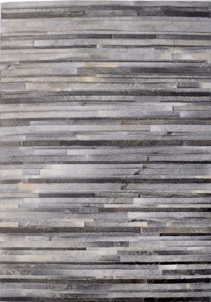 Modern Loom Gray Patterned Leather Rug 2