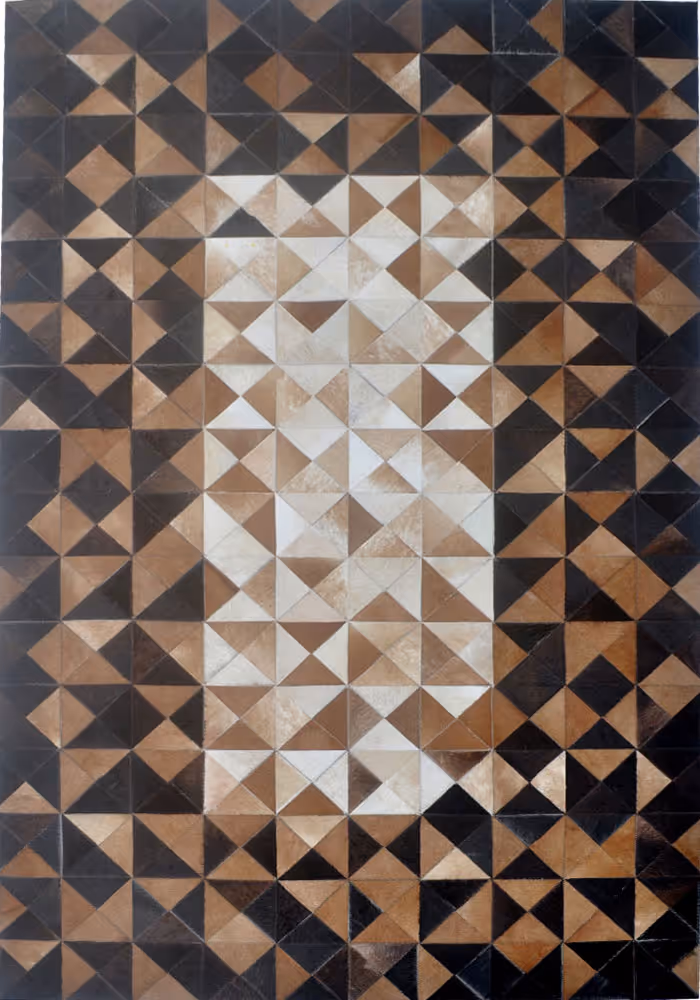 Modern Loom Multi-Colored Patterned Leather Rug