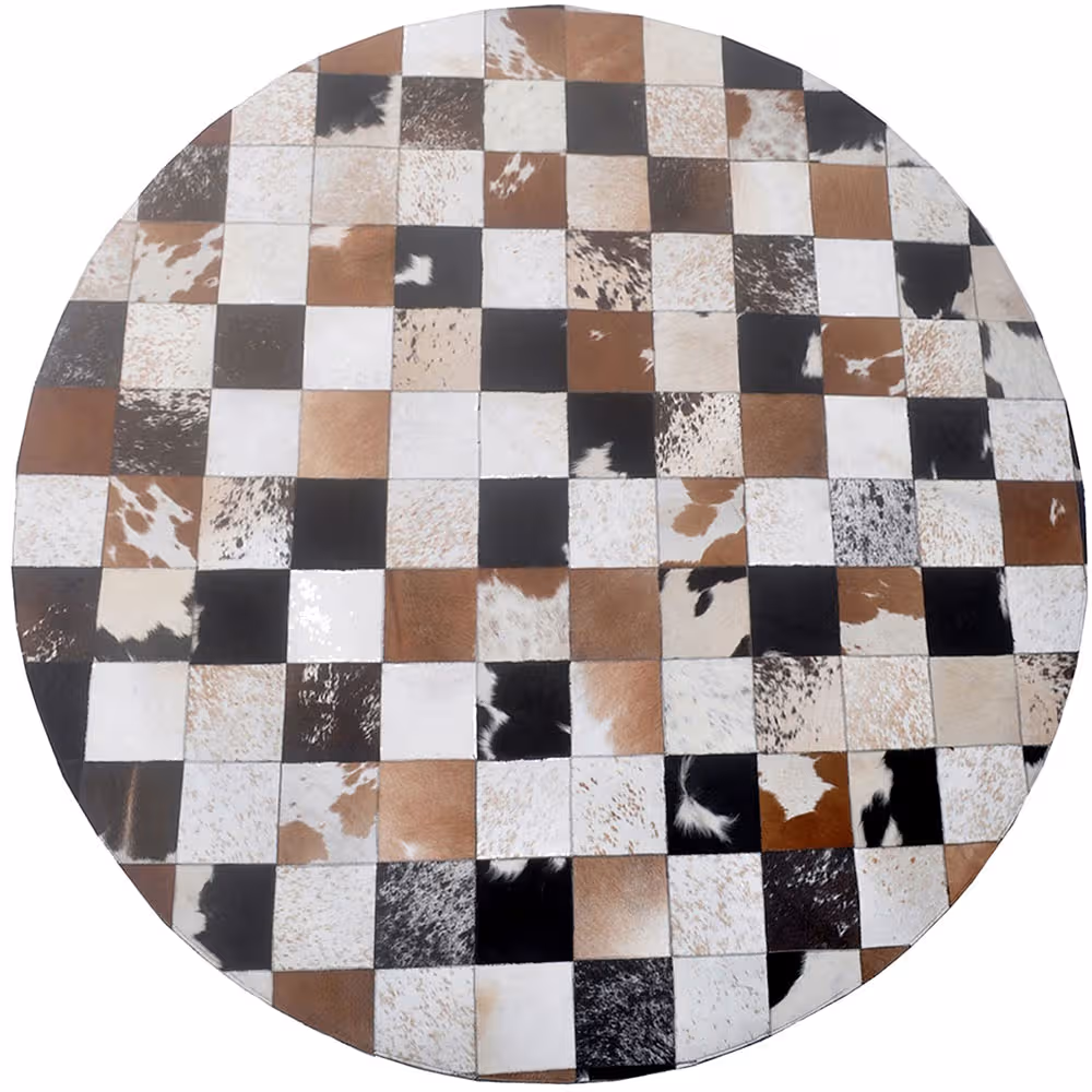 Modern Loom Multi-Colored Patterned Leather Rug 2