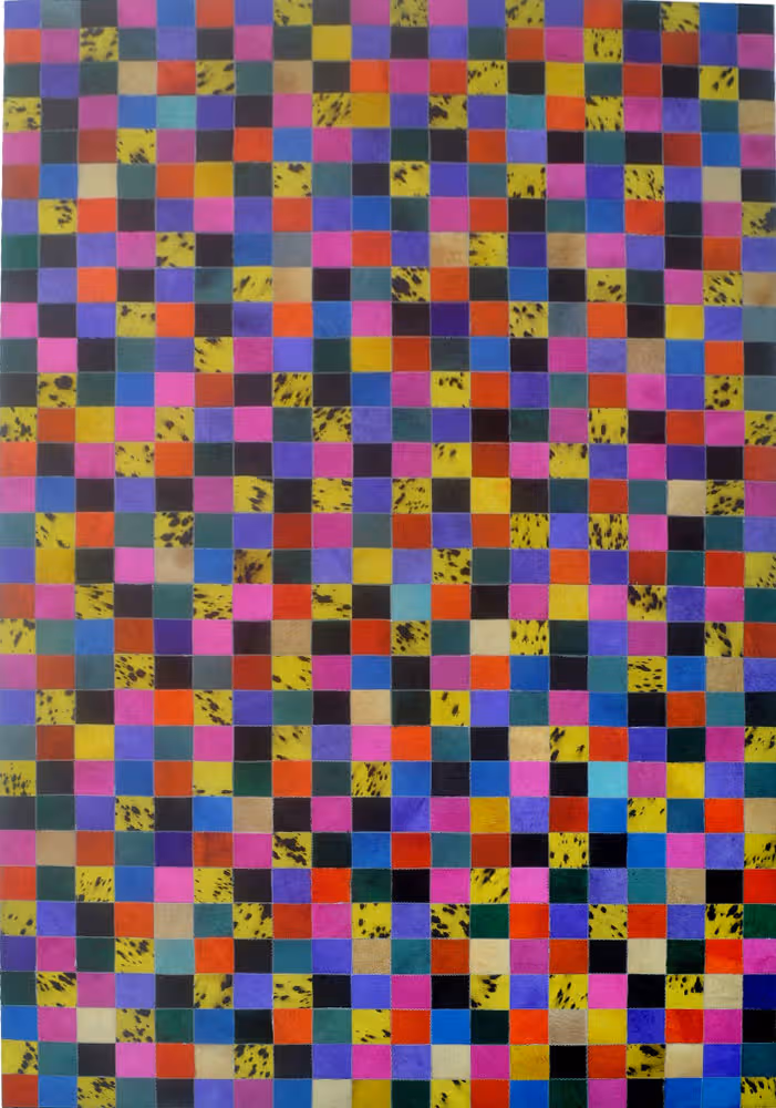 Modern Loom Multi-Colored Patterned Leather Rug 5