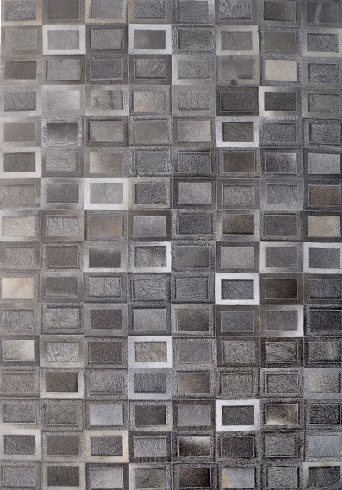 Modern Loom Gray Patterned Leather Rug 6