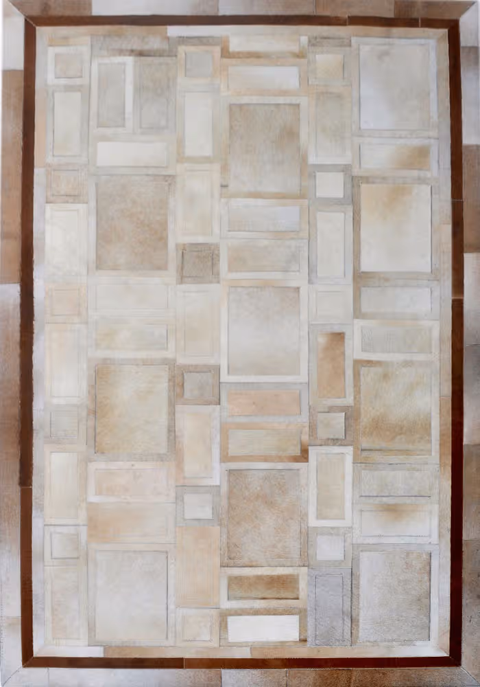 Modern Loom Brown Patterned Leather Rug 6