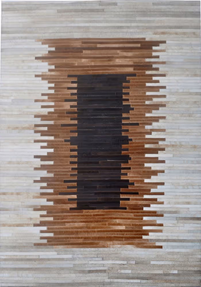 Modern Loom Gray Patterned Leather Rug 10