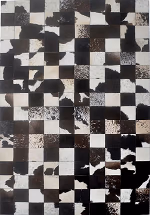 Modern Loom Black Patterned Leather Rug 3 Product Image