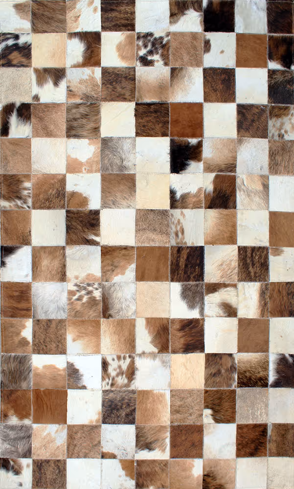AyubRugs Beige Patterned Leather Rug