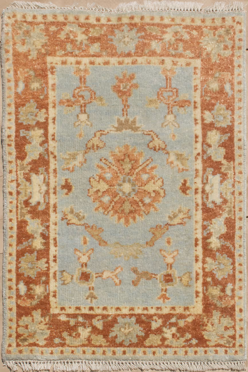 Hand Knotted Aqua Light Blue Traditional 2' x 3'