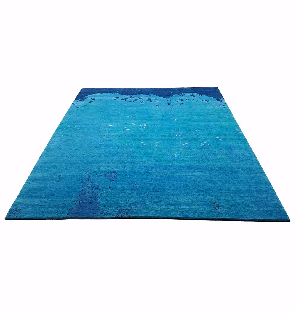 Port Kenny Custom Tibetan Hand Knotted Blue 10' Square Rug