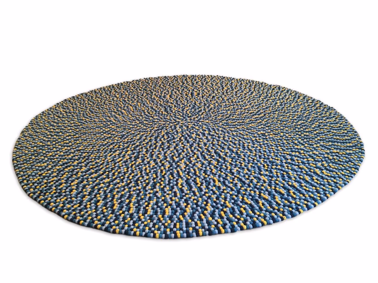 Bubbles Felted Blue and Yellow Modern Rug 10' Round