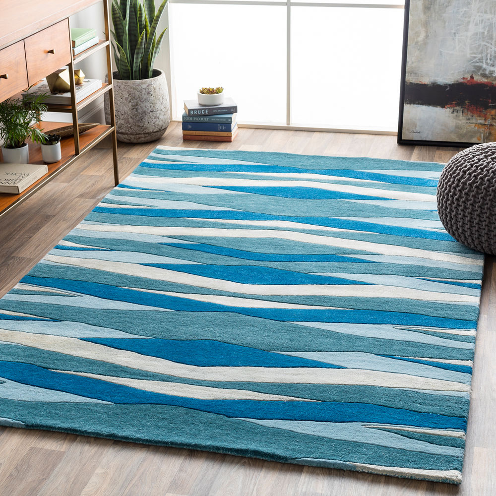 Artist Studio ART-253 Bright Blue Abstract Wool Rug